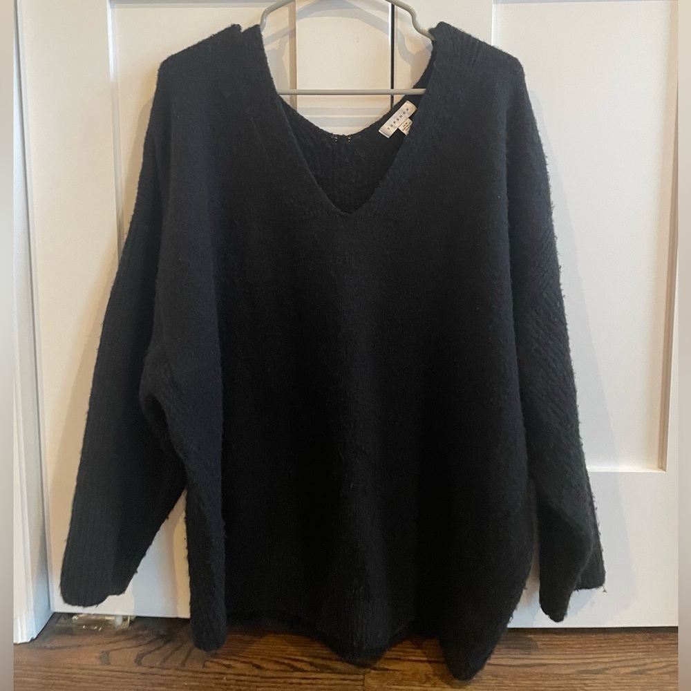 Black v neck/off the shoulder sweater